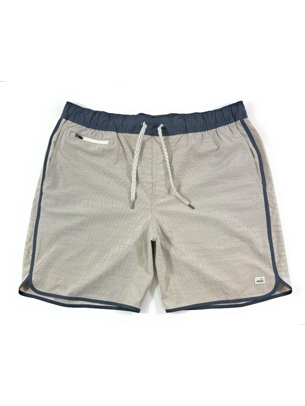 Vuori Banks Shorts Size XL Unlined 7" Athletic Performance Gym Beige Stripe
